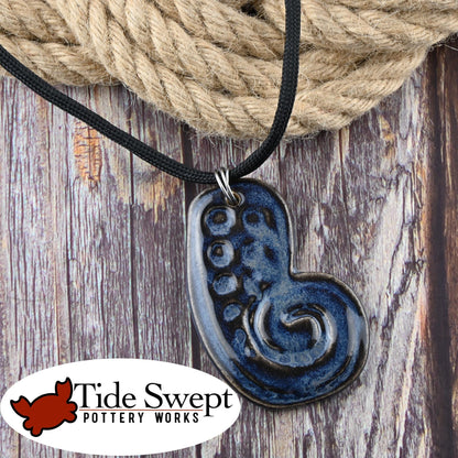 Octopus Tentacle, Large hand made ceramic surf style necklace in "Midnight Surf" Finish