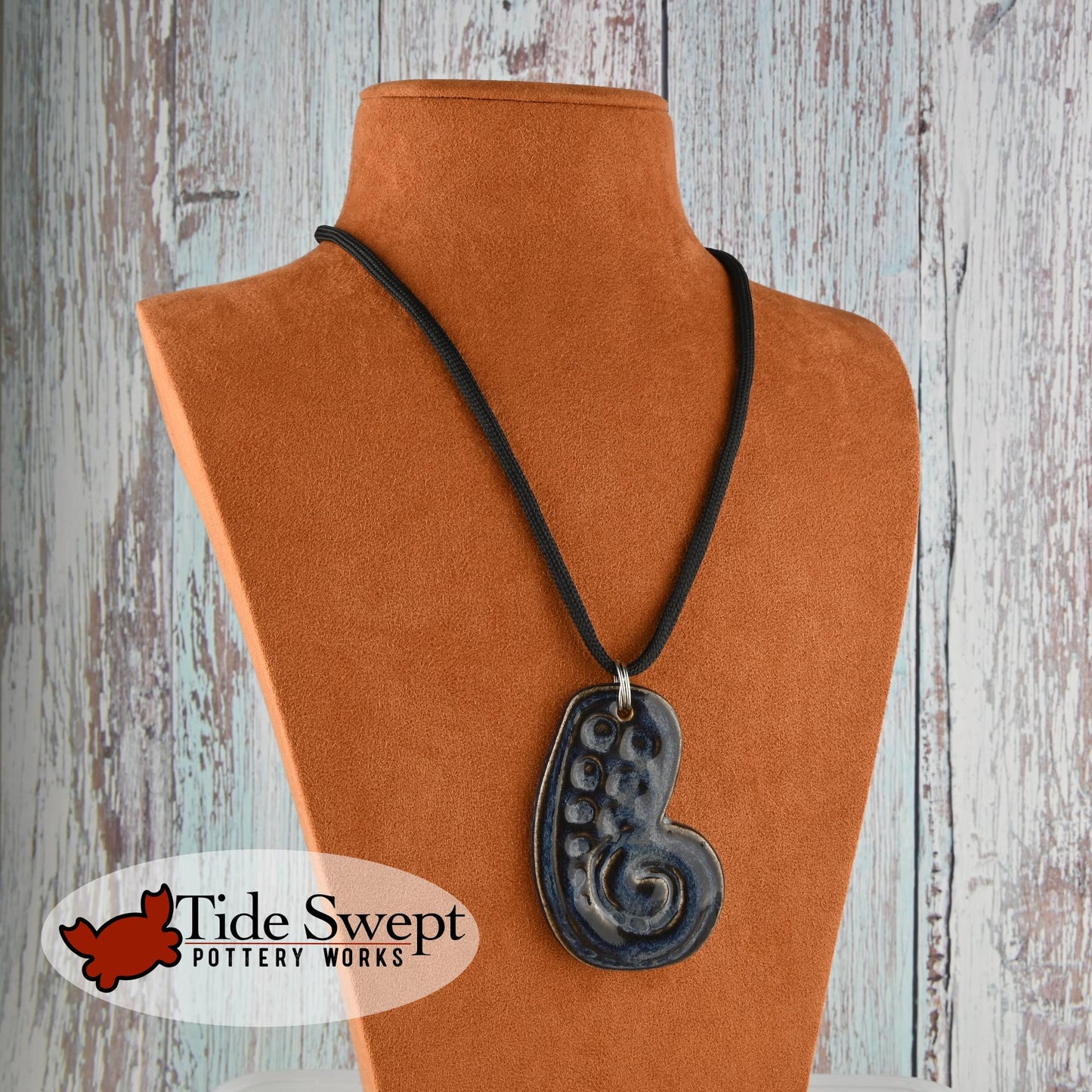 Octopus Tentacle, Large hand made ceramic surf style necklace in "Midnight Surf" Finish