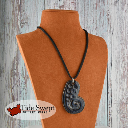 Octopus Tentacle, Large hand made ceramic surf style necklace in "Midnight Surf" Finish