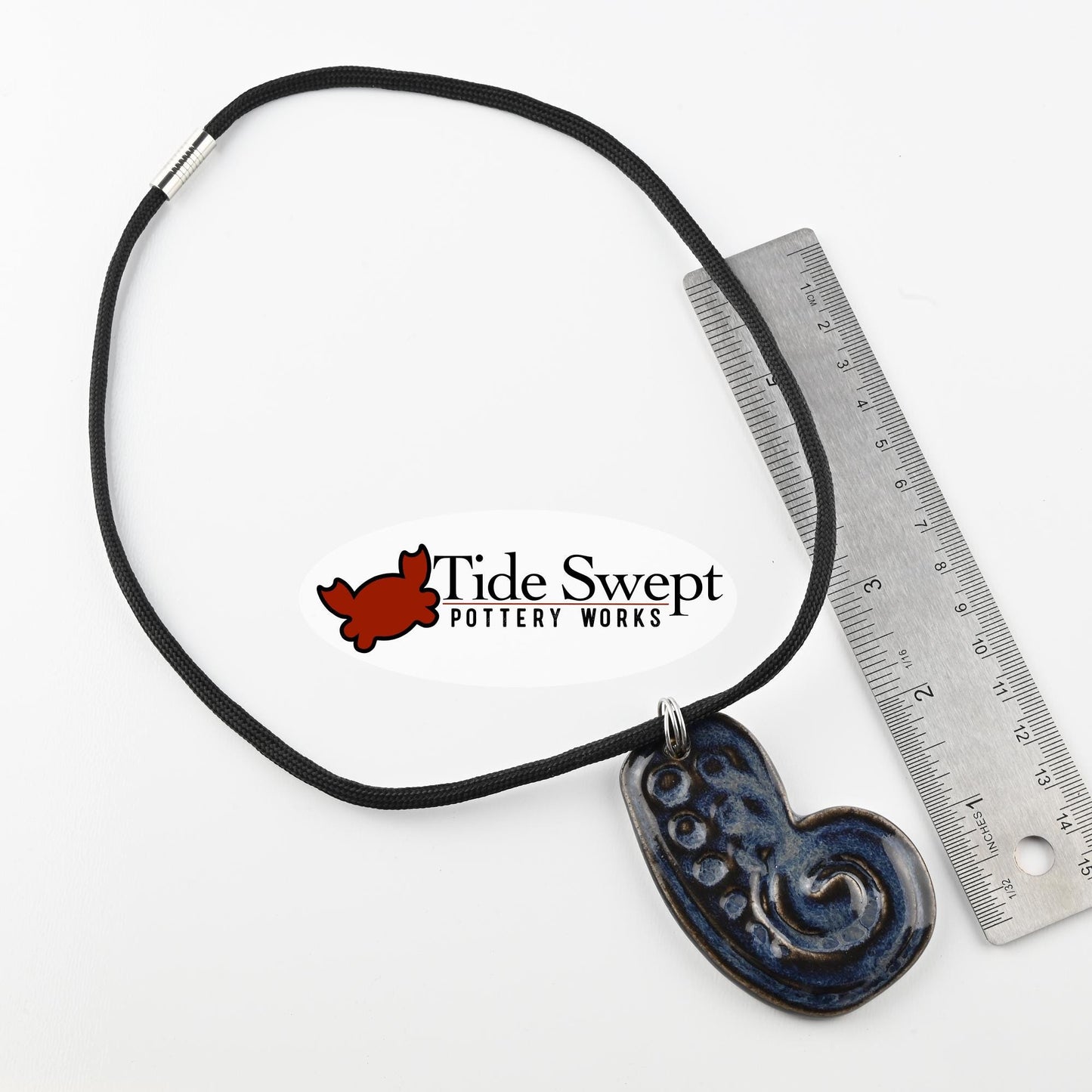 Octopus Tentacle, Large hand made ceramic surf style necklace in "Midnight Surf" Finish