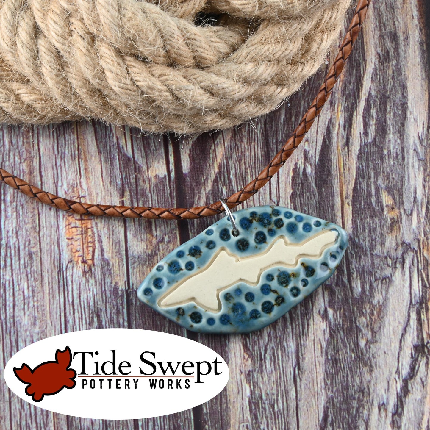 Leopard Shark Ceramic Necklace – Handmade Surf-Inspired Jewelry